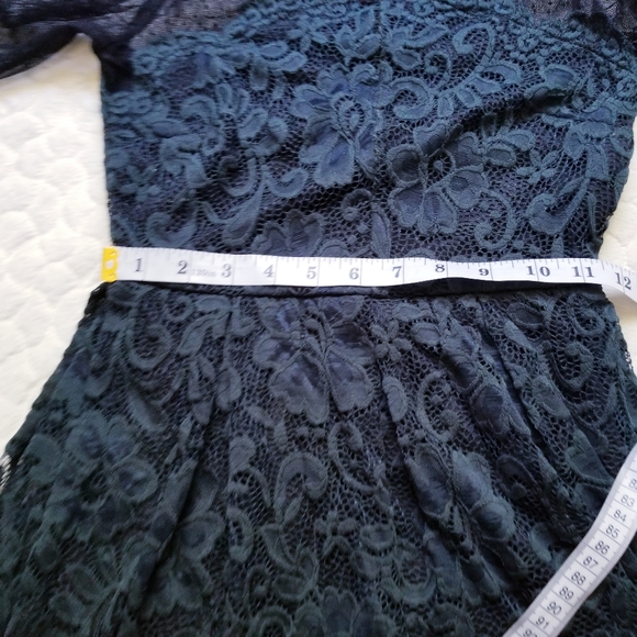 ASOS lace & dobby skater dress emerald lace mini 2 - Picture 5 of 12